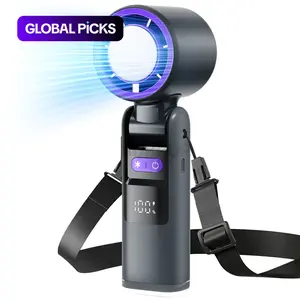 Portable Handheld Turbo Fan - 5 Gear High Speed 4000mAh Rechargeable Mini Personal Hand Cooling Fan with Lightweight & LED Display, Summer Travel Essentials, Beach Vacation, Gifts for Women, Men