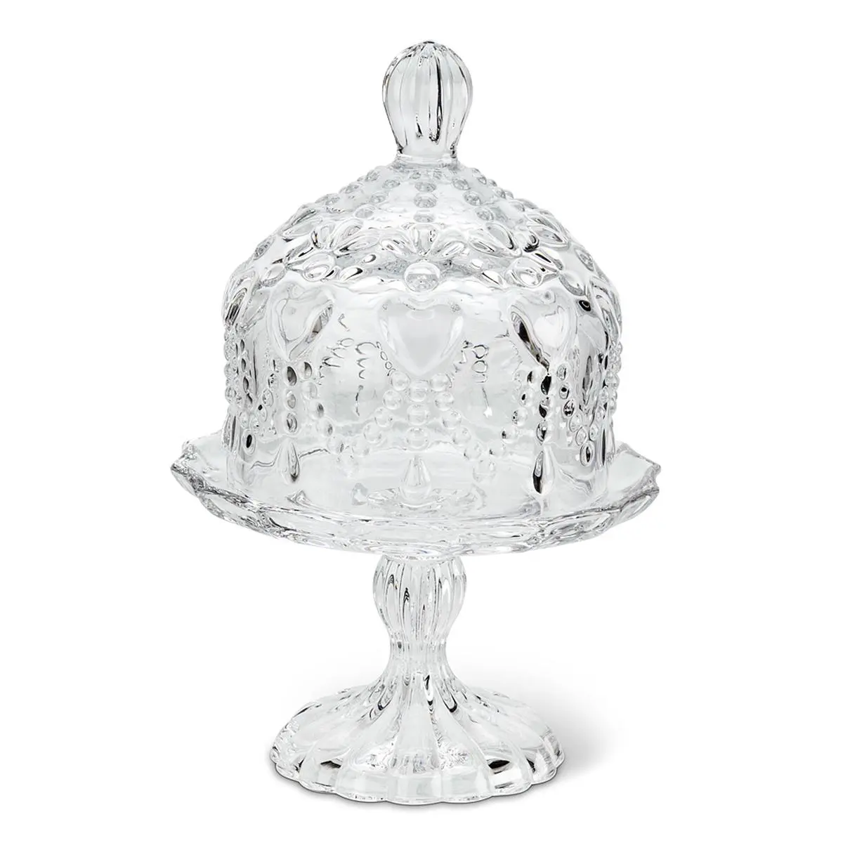 6.5 in. Covered Pedestal Plate with Hearts, Clear - Small