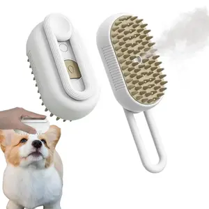 3-in-1 Steam Pet Grooming Brush with Rotating Handle & Soft Silicone Comb - Reduces Static, Knots, Frizz, Ideal for Cats & Dogs' Shedding, Cleaning, Reduces Frizz