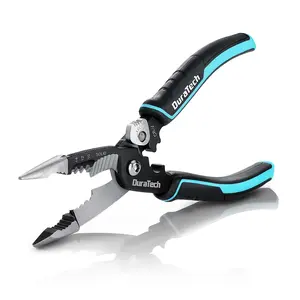 #fathersdaygift DURATECH 5-in-1 Wire Stripper, 8" Wire Stripper and Crimping Tool, Premium CR-V Construction, Needle Nose Plier, Multifunctional Electrician Pliers for Crimping, Cutting, Stripping, Shearing, Clamping