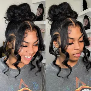 34 Inch Body Wave 360 Full HD Lace Frontal Wigs Human Hair Preplucked Brazilian 180 Density Lace Front Human Hair Wig Can Make Bun And High Ponytail Natural Color