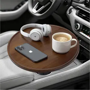Car Desk for Laptop Steering Wheel Tray 360° Rotating Wood Cup Holder Table for Eating and Working in Your Vehicle