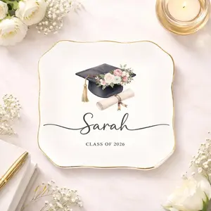 Personalized Graduation Ring Dish, Class of 2026, Custom Name Plates, Graduation Gifts for Her, Class of 2026 Graduation Gift