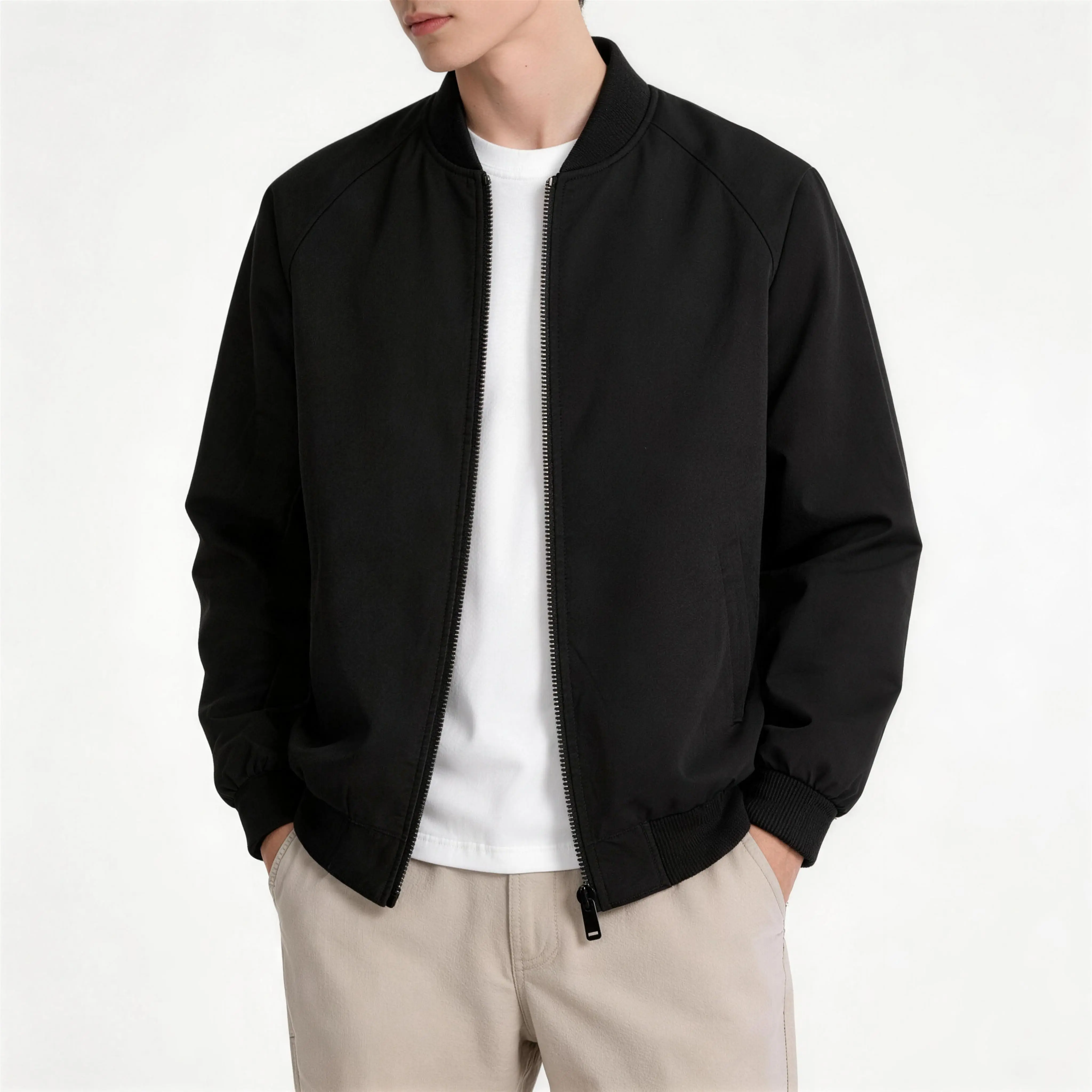NELEUS Men's Classic Long Sleeve Smooth Light Windproof Solid Baseball Bomber Coat, Menswear Vintage American Loose Commuter Versatile Outerwear