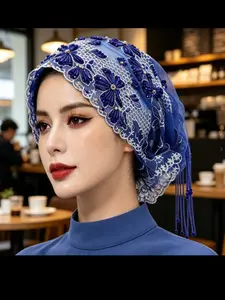 New Fashion Floral Headscarf Hat, Handmade Beaded Fringe Scarf, Perfect for Daily Wear and Gifting, Stylish and Unique Accessory