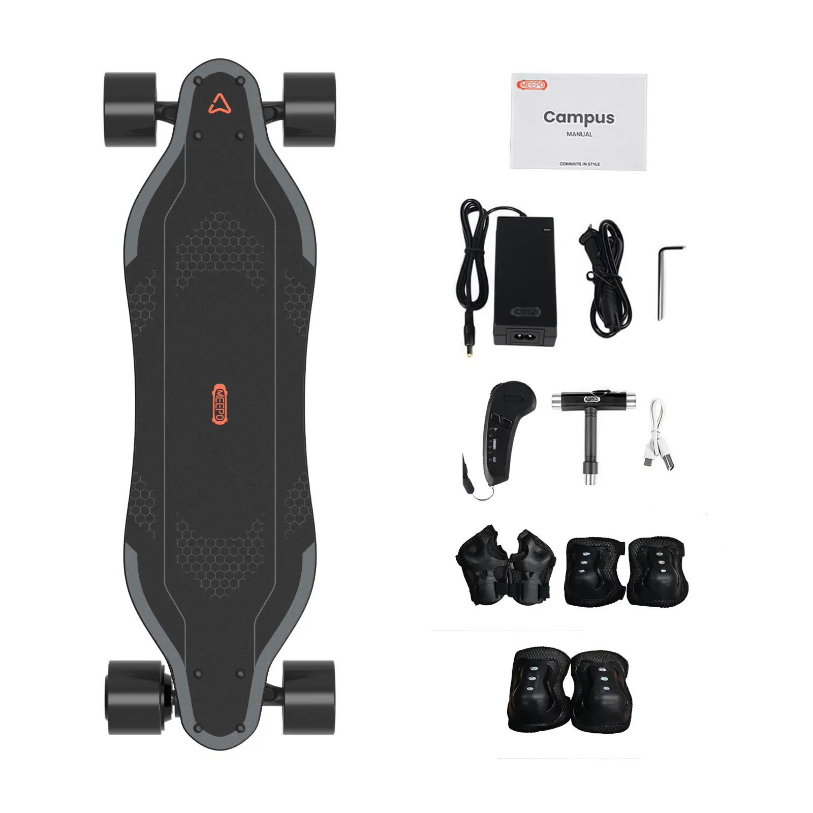 MEEPO Campus Electric Scooter with Remote, 15.5MPH Top Speed, 7-Layer Maple Deck, Compact & Lightweight Design, 680 × 200 × 120 Mm, 24-Month Support for Amateurs, Daily Commute (Skateboards & Casterboards Category)
