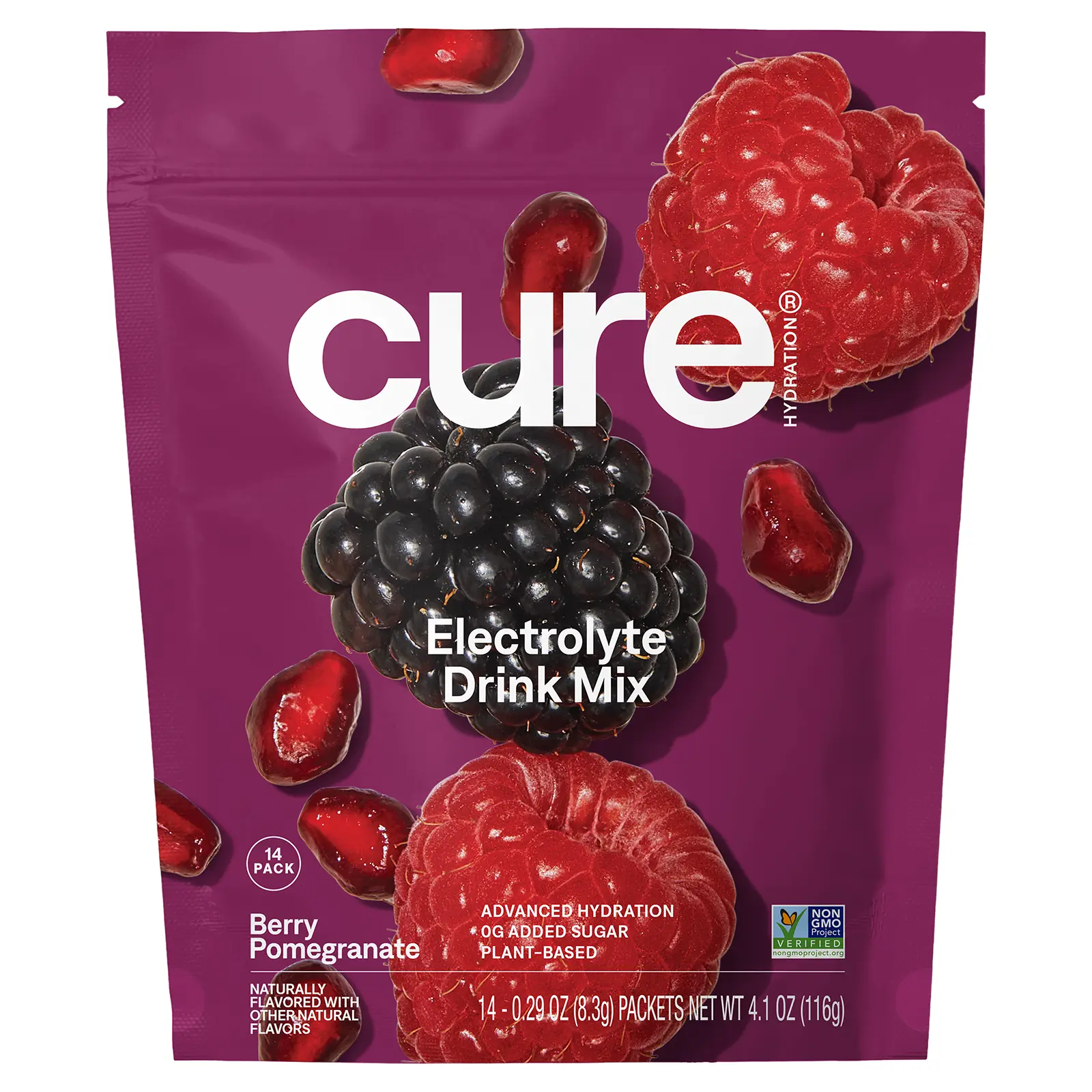 Cure Hydration Hydrating Electrolyte Mix, Berry Pomegranate, 14 Packets, 0.29 oz (8.3 g) Each | HSA/FSA Eligible