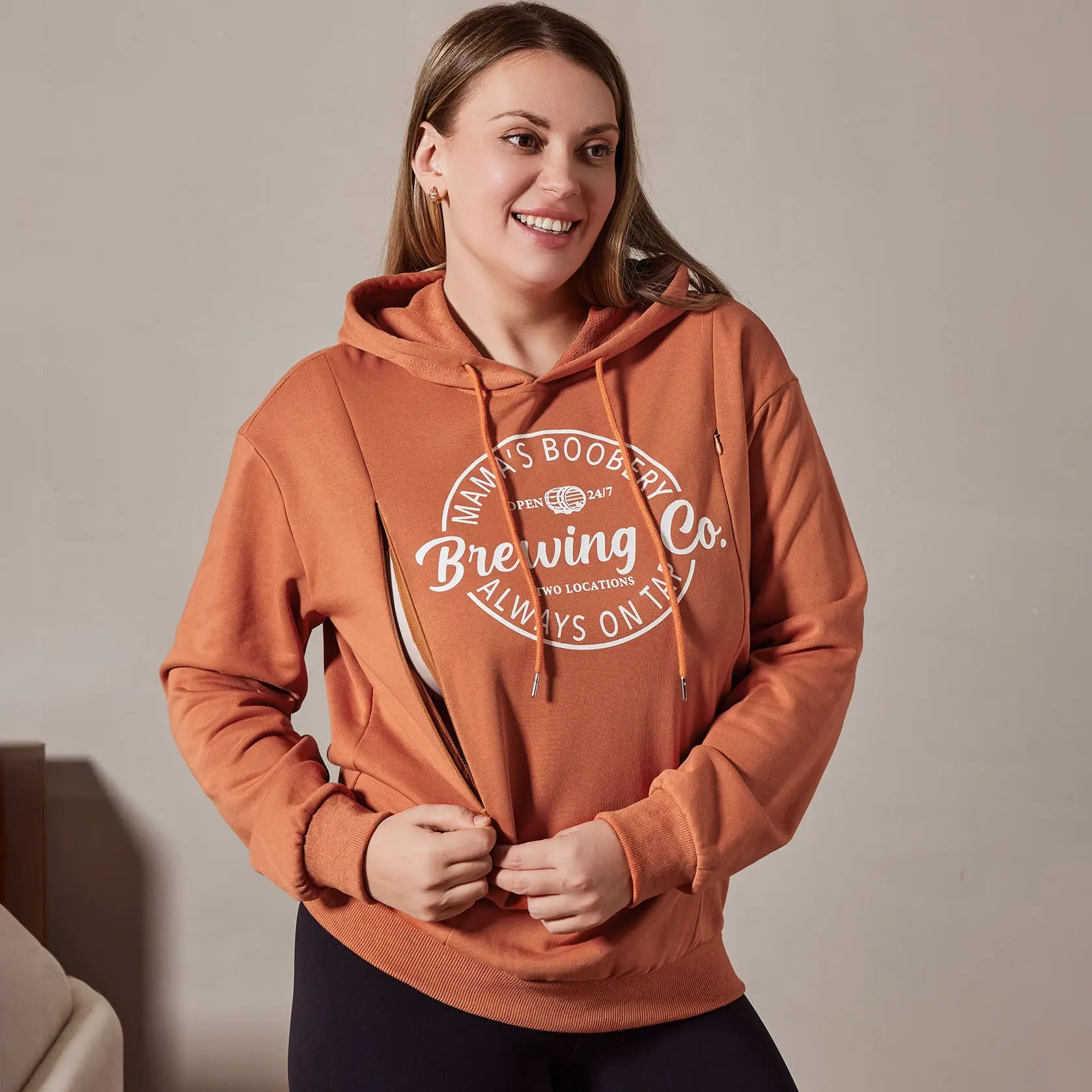 Giftifymama Mama's Boobery Breastfeeding Easy For Nursing Hoodie, Loose Fit Nursing Maternity Postpartum Outfits, Spring-Autumn Wear (Sizes S-XXL), Mother's Day Gifts, Gift for Mom Breastfeeding Clothes