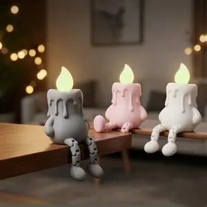 Creative 3D Printed Glow-In-The-Dark Candle Person Figurine, Healing Desk Decor, Mini Ornament, Desktop Companion for Home & Computer Decoration