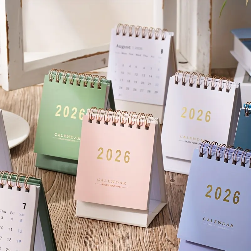 2026 Mini Desktop Calendar - Monthly & Weekly Planner, Weekly Dated Planner, Minimalist Twin Coil Calendar with Memo, Multi-Color, Compact for Home/Office, High-Quality Paper, Ideal for Busy Professionals, Organisers, Calendars Planners