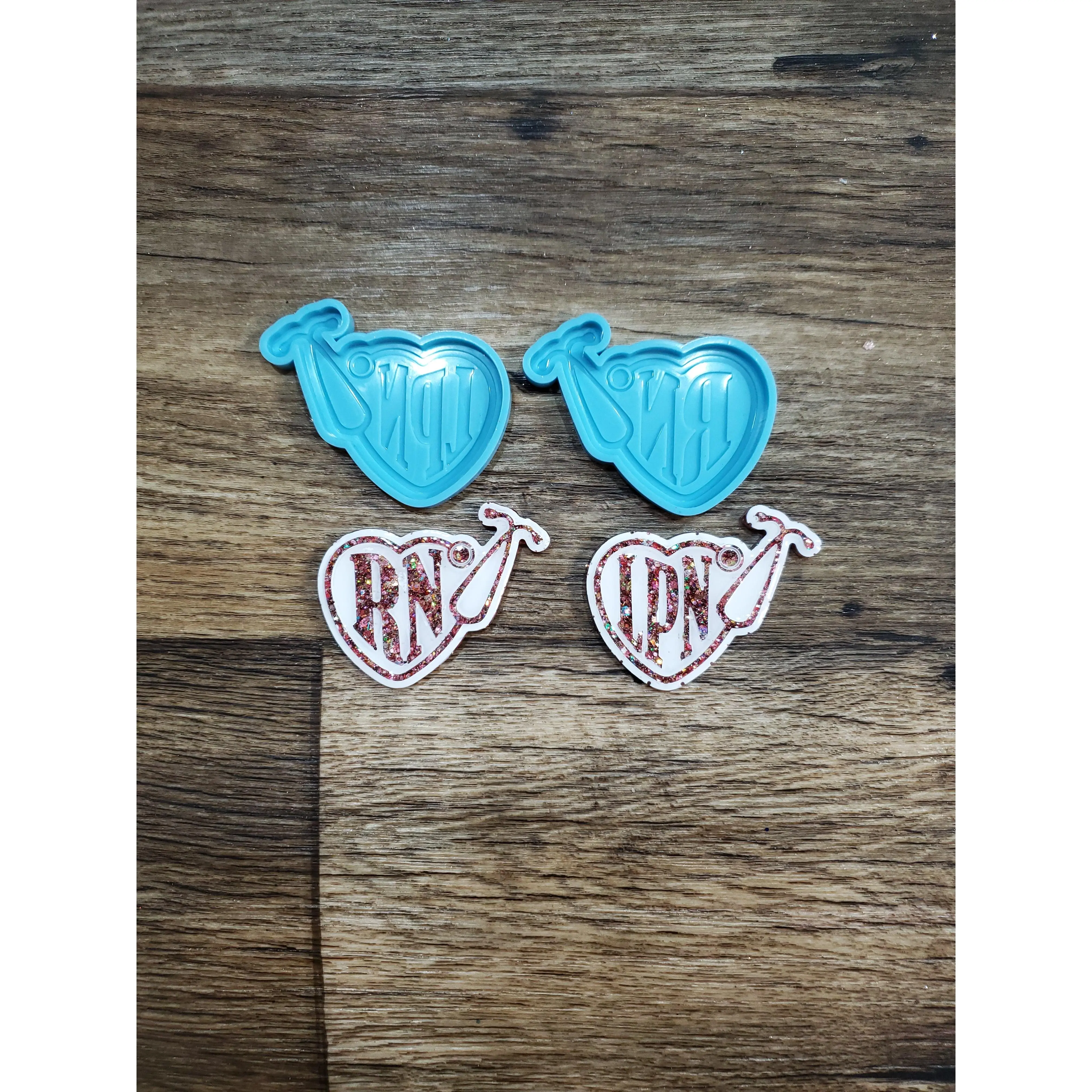 Badge Reel Mold / Phone Grip Mold / Nursing Mold / RN & LPN Nursing Heart Silicone Mold /  Nursing Silicone Mold / Epoxy Mold