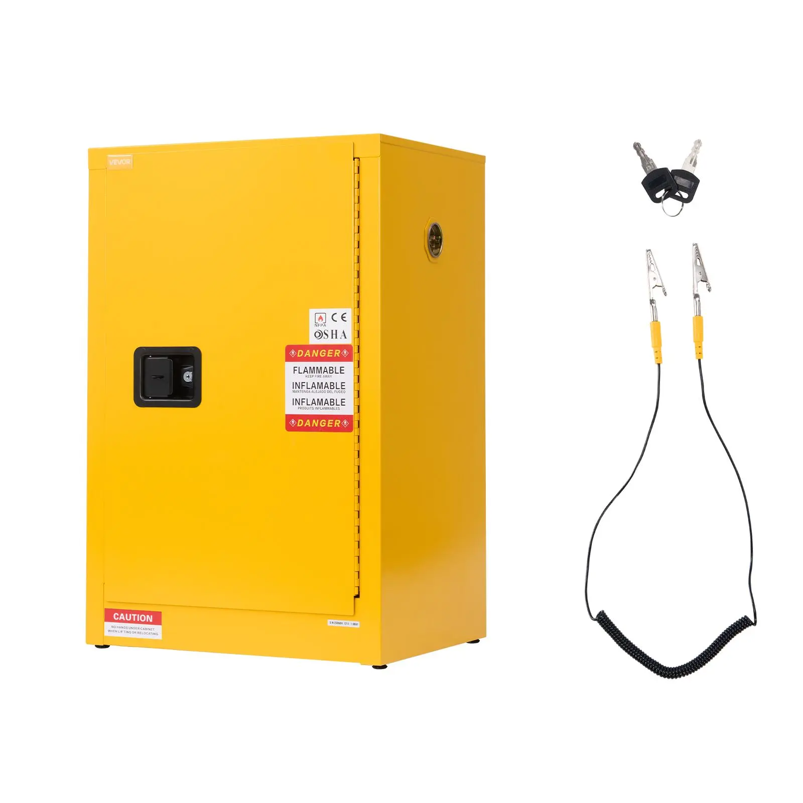 【Summerfinds】VEVOR Flammable Cabinet,23.2 x 18.1 x 35.4 Inch13 Gallon Flammable Storage Cabinet with Adjustable ShelfCold-Rolled and Galvanized Steel Fire Cabinetsfor Commercial Industrial Home UseYellow