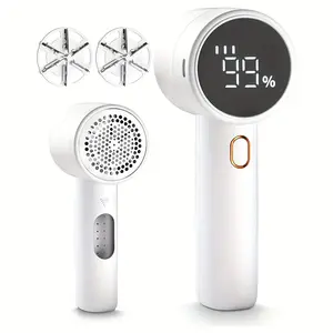 Electric Fluff Remover with Brush, Portable Handheld Fabric Shaver, 3 Speed Sweater Trimmer, Small Carpet Cleaner, Includes Two Extra Heads