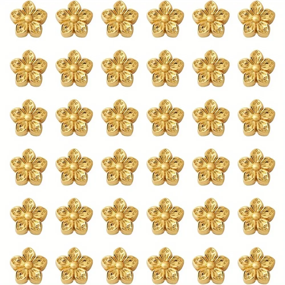 100pcs five-petal flower alloy spacer beads, 9x5mm metal small floral loose beads, for DIY jewelry making jewelry accessories bracelet necklace earrings