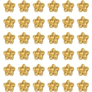 100pcs five-petal flower alloy spacer beads, 9x5mm metal small floral loose beads, for DIY jewelry making jewelry accessories bracelet necklace earrings
