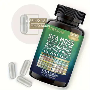 Niwedah Natural Immune & Wellness Sea Moss Black Seed Vitamins C&D3 for Immune System Support & Healthcare 120 Veggie Capsules