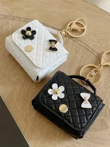 2 Pcs Bluetooth-compatible Earphone Bag Keychain, Cute Multi-Functional Key Ring with Fringe, Mini Leather Wallet, Casual Style, Stylish Keychain, All Seasons