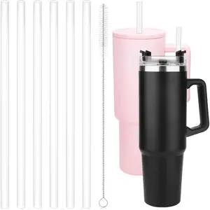 6 Pcs Straw Replacement for Stanley Cup, Simple Modern Trek Tumbler with Handle. Reusable Straws for Stanley 40 oz, 30 oz and Simple Modern Trek Tumbler. Bottle Straws with Cleaning Brush for Stanley 40 oz Jug (12.2 in)