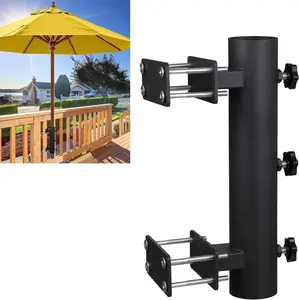Patio Umbrella Holder Outdoor Deck Mount Umbrella Holder Heavy Duty Umbrella Clamp Hand-Turn Knob Umbrella Base Stand for Deck Railing, FencesDocks, Courtyard Balcony, Patios