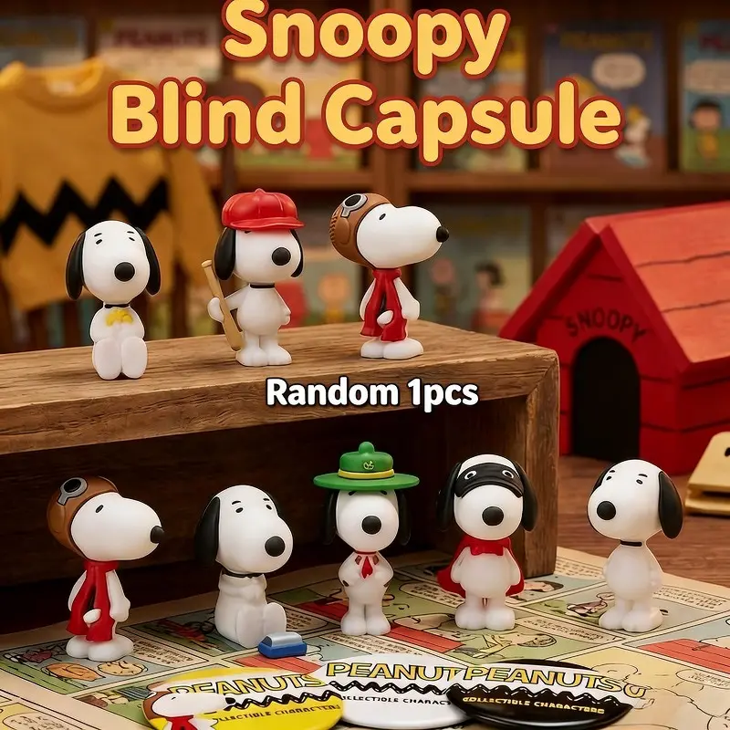Peanuts Snoopy Blind Capsule PVC Figure, Figurines for Collectors, Official Licensed, 1 Random Kawaii Collectible, Collectible Items, Cute Mini Desk Decor Gift, Perfect for Collectors