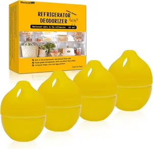 Refrigerator Deodorizer – More Effective than Baking Soda, Effectively Removes Stubborn Refrigerator Odors, Natural Gel (4 Pcs/Lemon Flavor) WeelenkEco