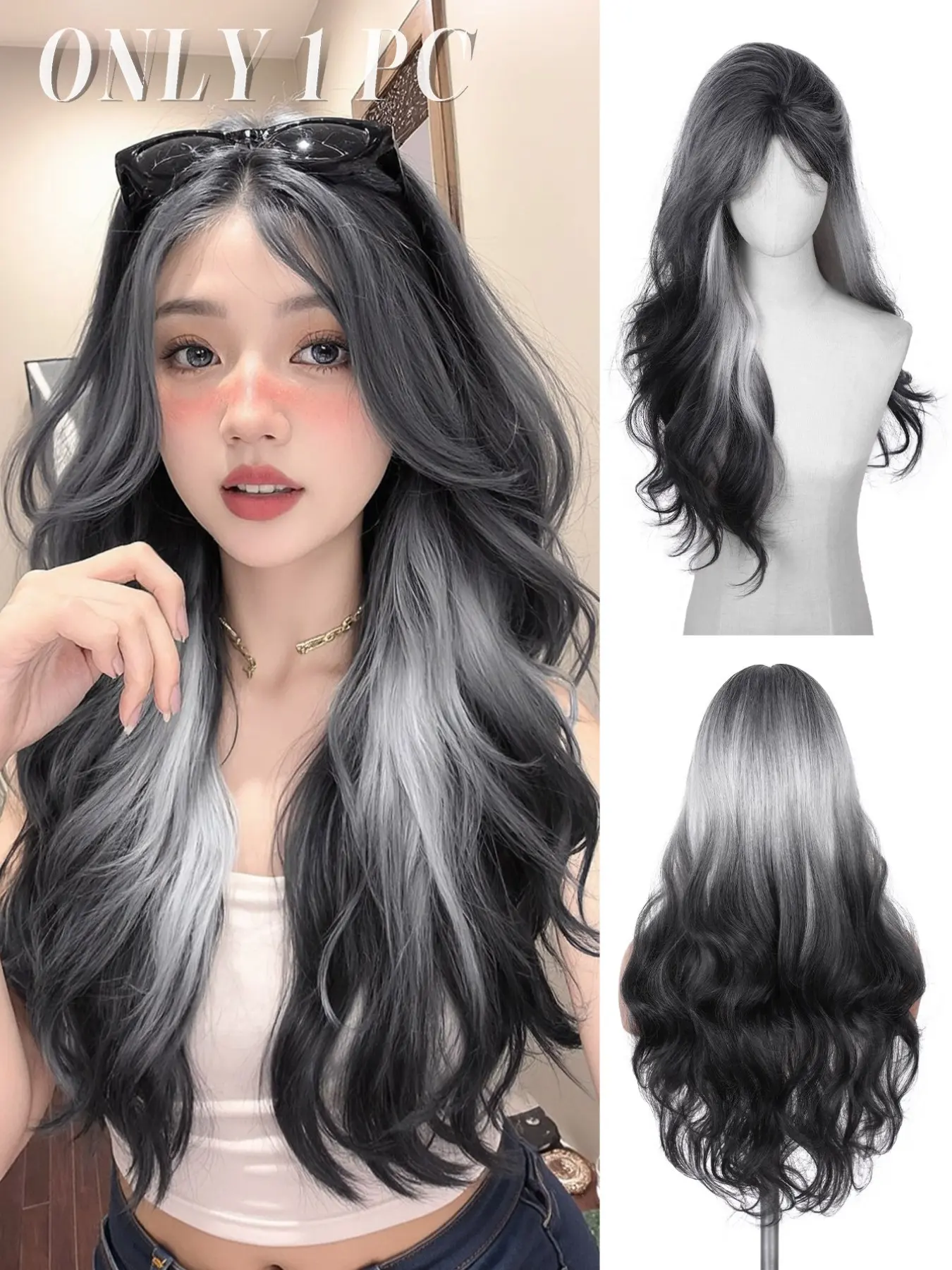 26 Inch Long Loose Body Wave Layered Wigs, Ombre Wigs with Bangs, Synthetic Heat Resistant Wig for Daily Party Cosplay, Wavy Synthetic Wig, High Quality Wigs