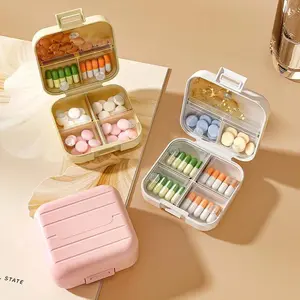 Portable Mini Medicine Box Double Sealed Medicine Pill Storage Box 7-Day Weekly Snap on Divided Medicine Box