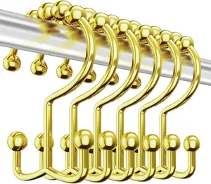 12 Pack Shower Curtain Hooks Rings - 304 Stainless Steel 100% Rust-Proof Shower Curtain Hooks, Double Hook Glide Shower Hooks Rings for Bathroom Shower Rods Curtains, Set of 12 Pieces