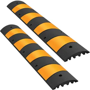 VEVOR 2pcs 6 Feet Rubber Speed Bump Driveway Modular Heavy Duty Speed Bumps 72.4 x 12 x 2.4 Inch Cable Protector Ramp for Garage Gravel Roads Asphalt Concrete