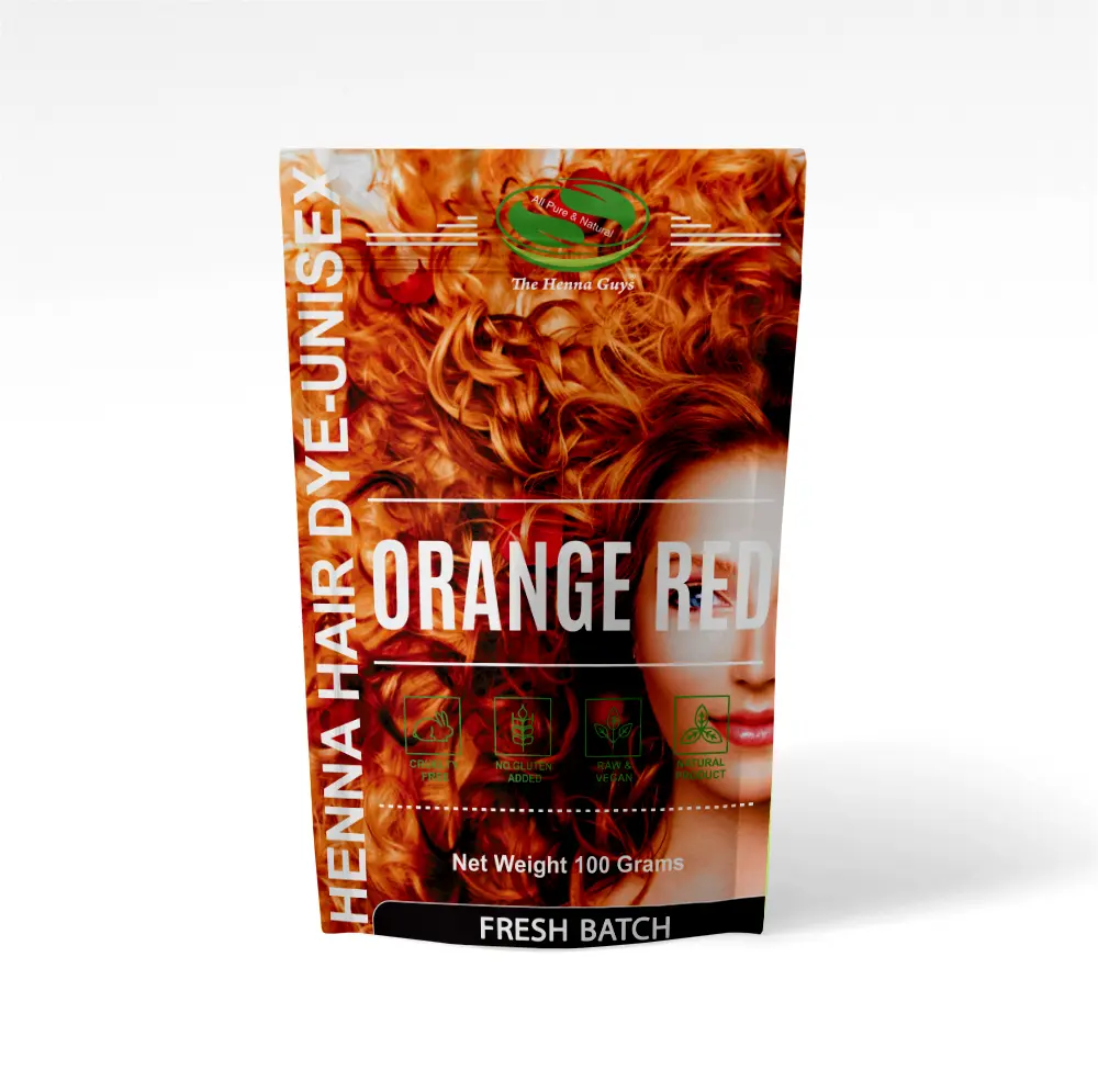 Orange Red Henna Hair Dye - The Henna Guys | Covers Grays Naturally | Sunset Copper Shades | Fiery Copper Tones - 100 grams Red Colored Hair Hair Coloring