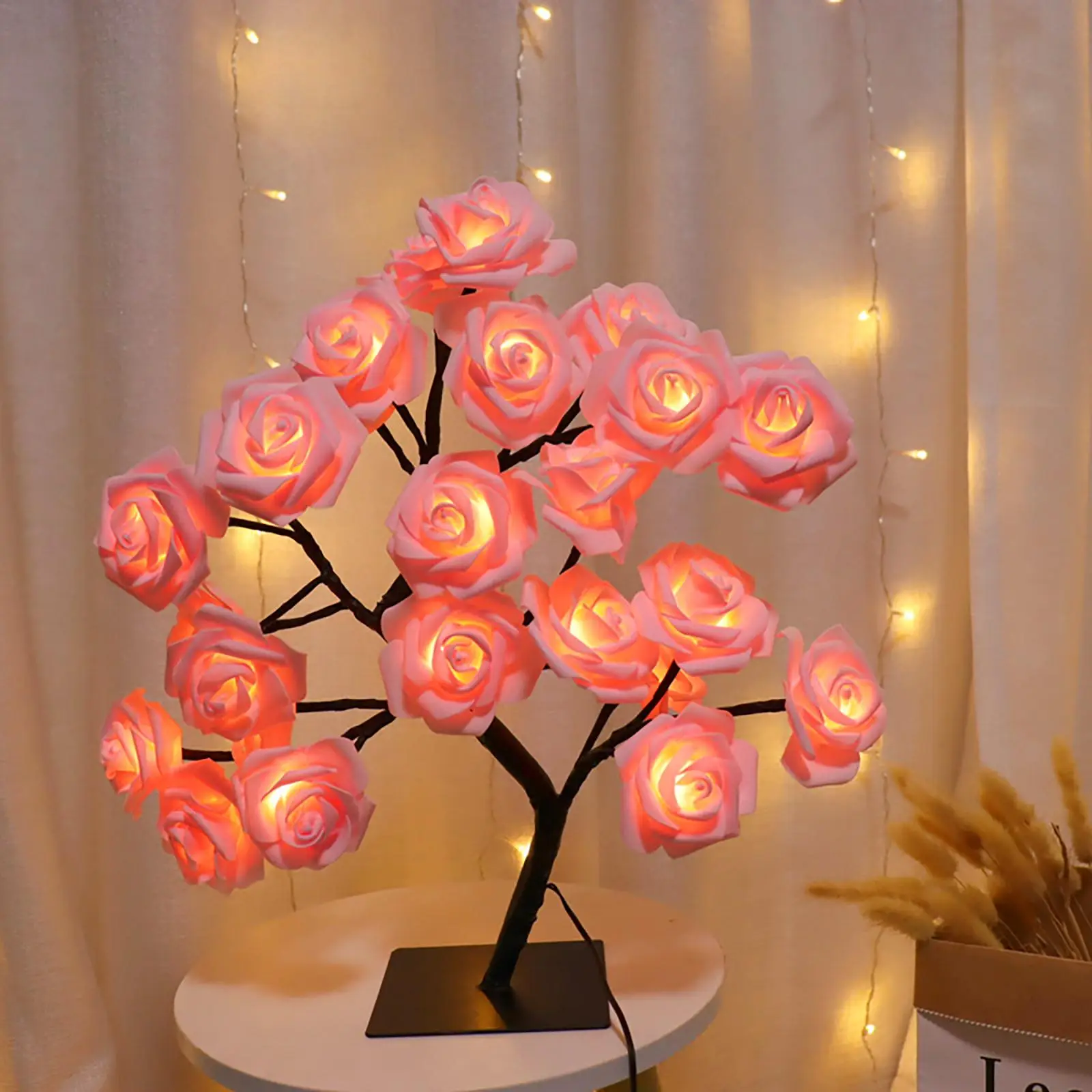 Rose Flower Design Tree Night Light, USB Powered Table Lamp, Room Lights for Bedroom, Versatile Holiday Decoration Lights For Indoor Bedroom, Valentin