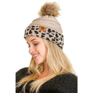 Fleece Lined Leopard Beanies