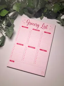 Pink Grocery List Notepad