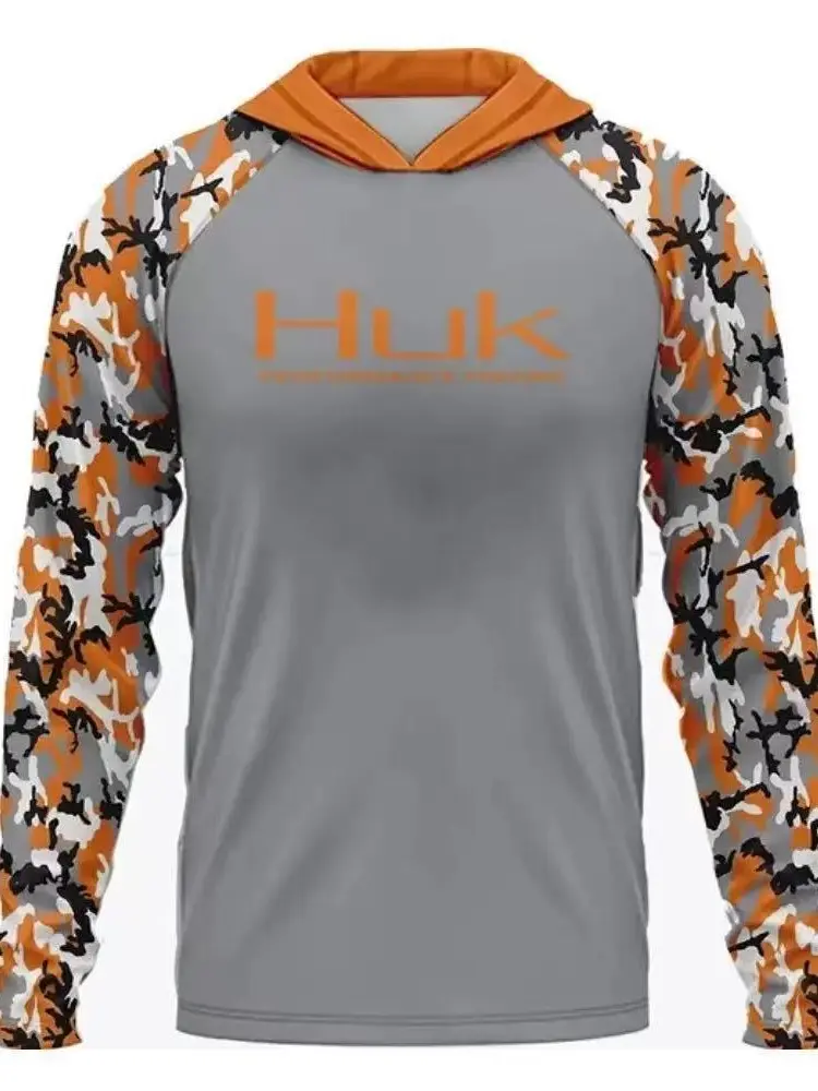 Men's Hooded Long Sleeve Fishing Shirt with UV Sun Protection, Quick-Dry Breathable Performance Top for Outdoor Activities, Long Sleeve Shirt, Uv Protection, Hiking / Light Outdoor
