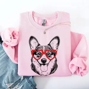 Corgi, Pet, Dog Breed, Valentine's Sweatshirt, Crew Neck, Women's, Crewneck, Valentine's Day, Love, Heart, Cupid