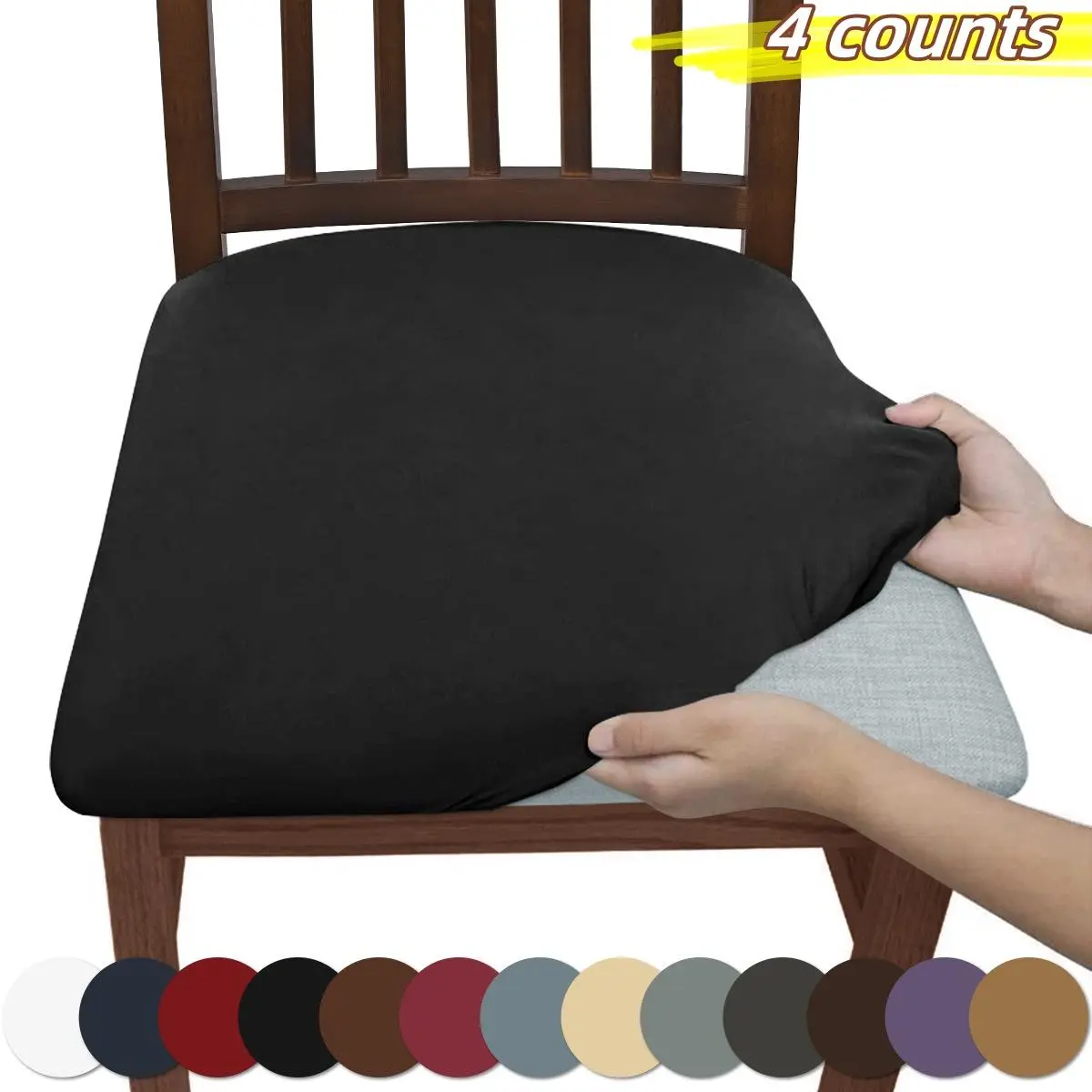 Solid Color Chair Cover, Chair Covers for Dining Chairs, Dining Chair Protectors, 4 Counts/set Soft Comfortable Chair Slipcover, Chair Protector for Home Dining Room, Vanity Decor Accessories, Stretch Chair Slipcovers, Removable Washable Slipcovers