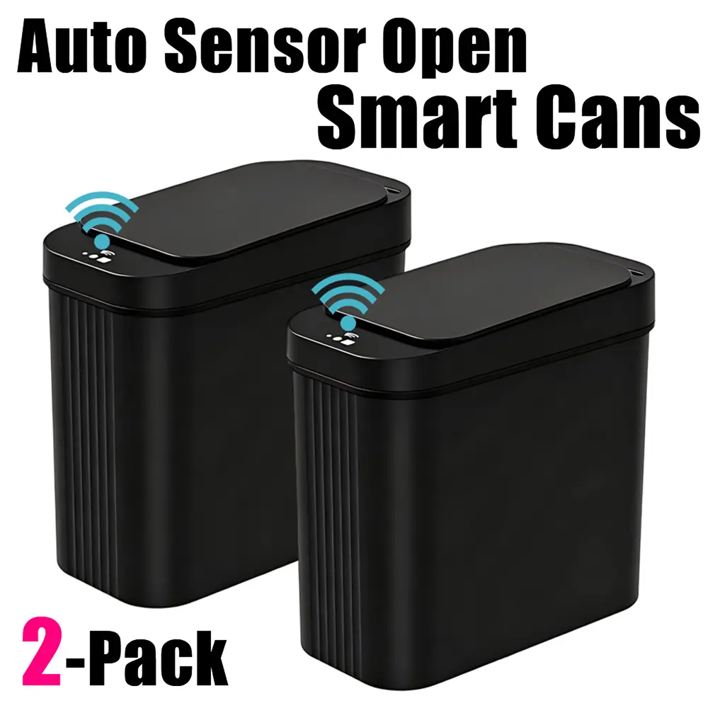 2-Pack 15L Induction Trash Can, Minimalist Modern Nordic Automatic Sensor Waste Bin, Slim Waterproof for Bathroom, Kitchen, Shower (Golf & Sports Outdoor Use)