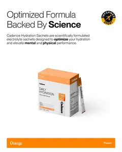 Cadence Performance Core Hydration Orange Electrolyte Powder Mix Sachets - 30 Packs, 150g Sugar-Free Daily Supplement Pack with Magnesium, Salts for Body Hydration