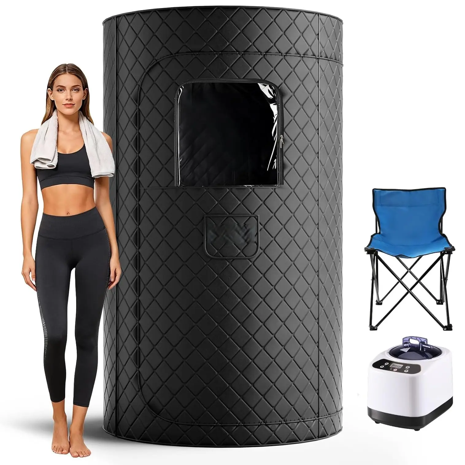 [Limited 10-OFF] Enhulk Portable Steam Sauna Tent for Home, 3.0L 1200W Fast Heating Indoor Sauna Box with Remote Control, 10-99 Min Timer, 9 Heat Levels, Foldable Home Spa for Detox, Relaxation & Muscle Recovery, 3.6' x 3.6' x 5.9', Round