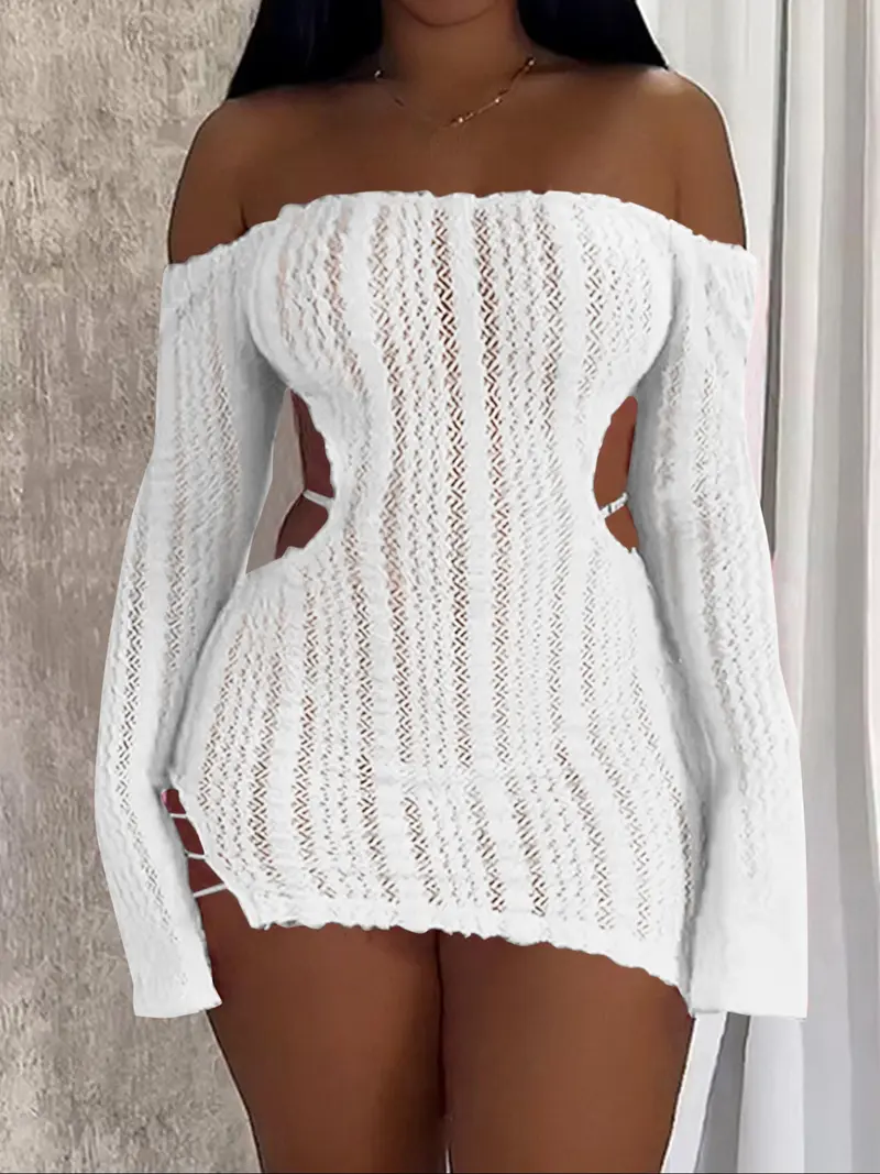 white christmas dresses Danny Open Back Sheer Lace Mini Dress – edikted