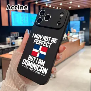Straight Edge Phone Case for iPhone 17 15 16 14 Pro Max 13 12 11 XR XS Plus Air E  Dominican Republic Flag Pattern Anti-Scratch Shockproof TPU Bumper Drop-proof Cover Cellphone Protective