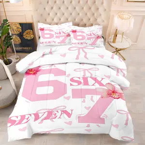 Christmas-Style 67 Number Meme Comforter Set (with 1 or 2 Pillowcases ) | Creative Trendy Gift, Adds Unique Festive Vibe, Combines Comfort & Warmth, Soft Bedding Set