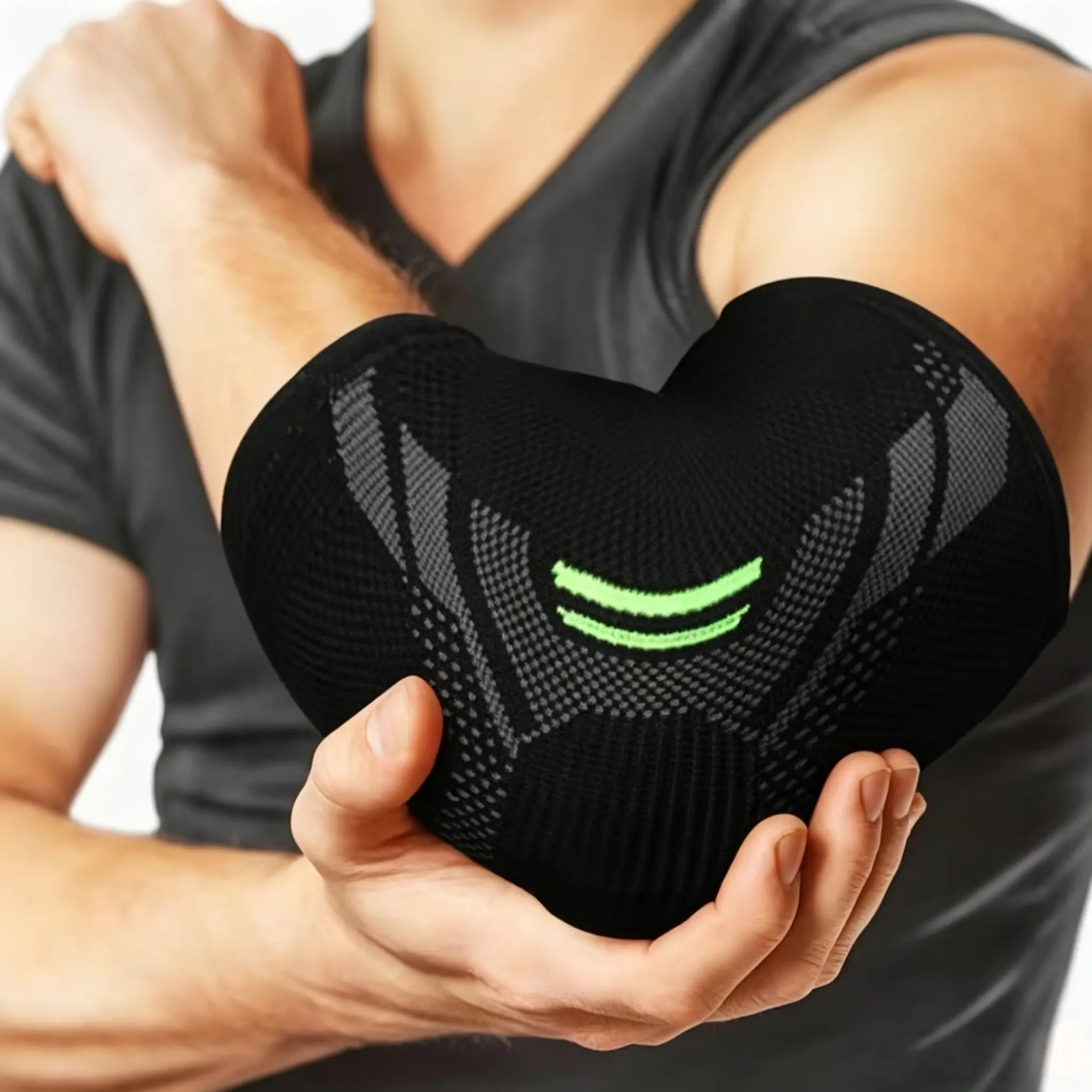 2 Pack Compression Elbow Sleeves, Knitted Breathable Non Slip Elbow Support Brace Arm Protector for Fitness, Basketball, Weightlifting, Tennis, Running | Men & Women
