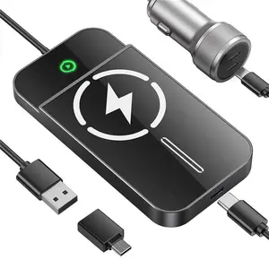 【SpringGlowUp】Wireless CarPlay Adapter with Magnetic 15W Fast Charging for iPhone 17/16/15/14/13/12 Series – Wired to Wireless CarPlay Converter, Auto Connect Plug & Play