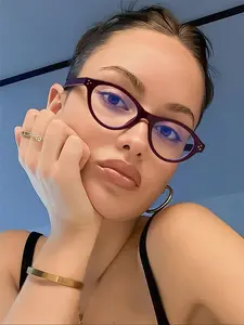 Elegant Oval Frame Blue Light Blocking Glasses for Women, Stylish Workwear Accessories, Lightweight Comfortable Daily Wear