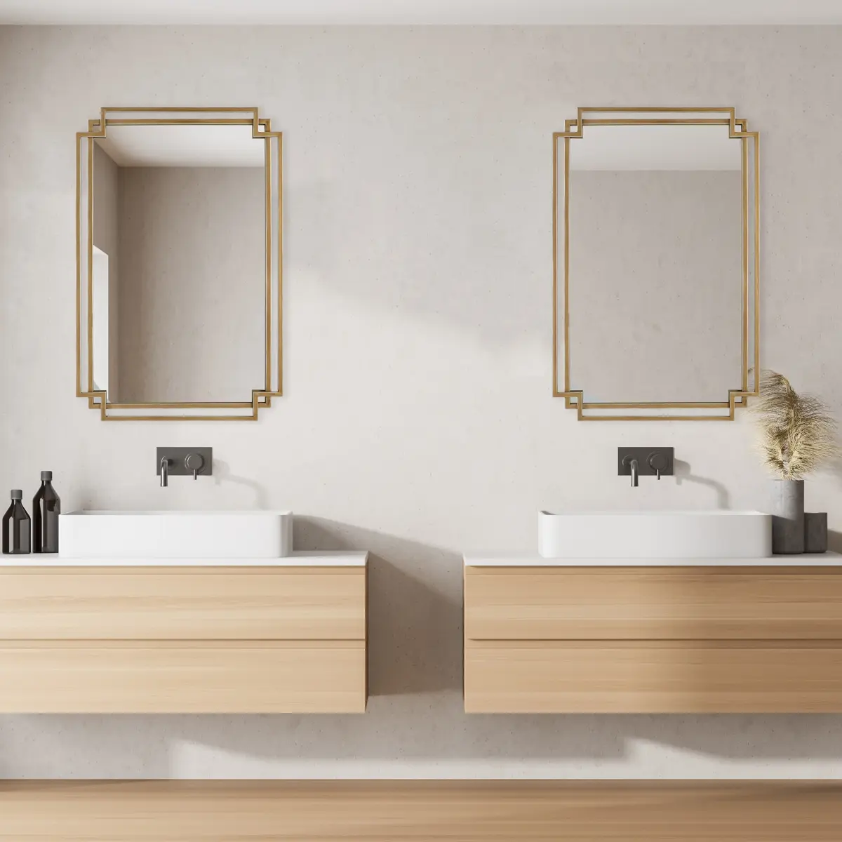 212 Main Brushed Gold Rectangle Multi-Rimmed Elegant Decorative Gold-Edition Wall-Mounted Mirror, 22x34x1 in., Home Decor & Home Supplies Wall Mirror, Gold-Edition Wall-Mounted Mirrors