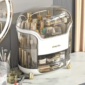 1 count Desktop Cosmetics Divided Storage Box Multi functional Jewelry Skincare Product Storage Rack Transparent Dust and Waterproof Desktop Dressing Table Storage Box Storage Skincare Product Divided Storage Box