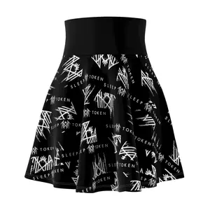 Sleep token Edgy Women's Skater Skirt, Stylish Dance Skirt, Festival Fashion, Black & White Skirt , Perfect Gift for Music Lovers Womenswear Bottom Casual Spandex