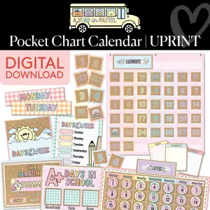 Printable Pocket Chart Calendar | A Year In Pastel
