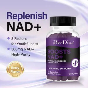 iBesDina NAD+ Supplement for Anti Aging & Cell Regeneration 500mg NRHM Quercetin Trans Resveratrol Supports Cellular Energy Brain Muscle 30 Gummies Daily Dosage Edible Fitness Healthcare